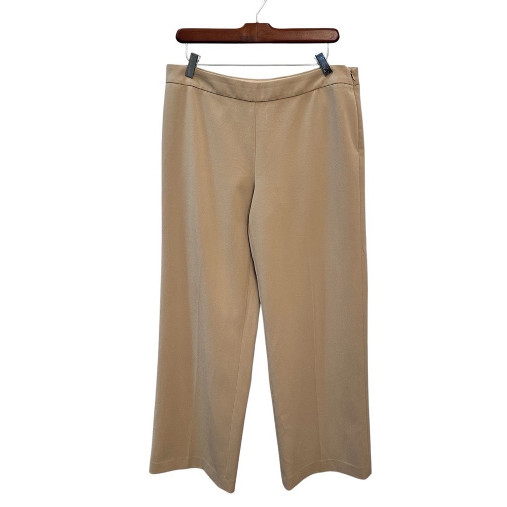 White House Black Market Women's Wide-Leg Pants Beige Size 12 Zipper‎ and Eyelet